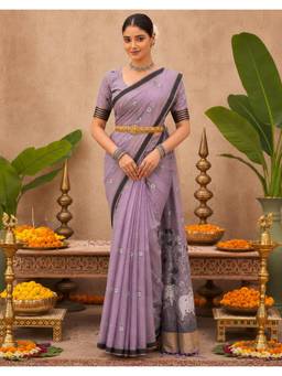 Nyri - Weaving Light Lavender Chanderi Saree
