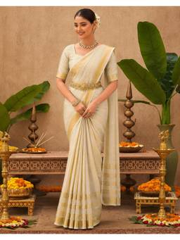 Nyri - Weaving Off White Kota Doria Saree
