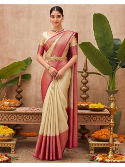 Nyri - Weaving Off White Silk Saree
