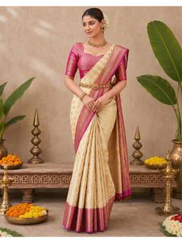 Nyri - Weaving Off White Silk Saree