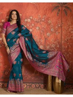 Nyri - Weaving Rama Teal Silk Saree