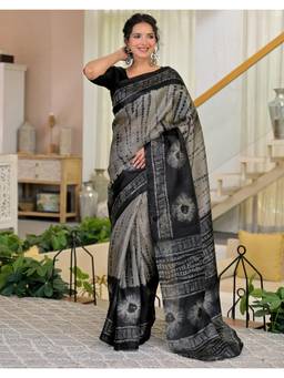 Nyri - Printed Grey Saree
