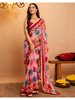 Nyri - Printed Light Pink Tissue Silk Saree