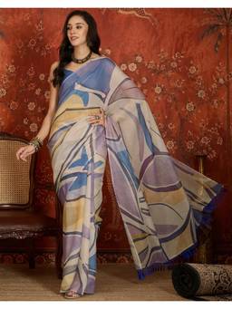 Nyri - Printed Multi-Color Shimmer Linen Saree