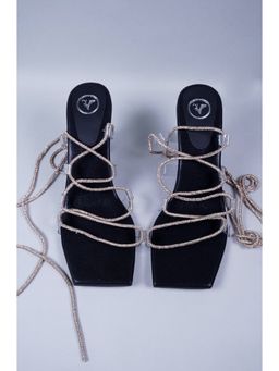 Sana K Luxurious Footwear - Shoe Lace Black N Gold Gladiators