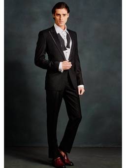 Gatsby Collection - Black Aari Peak Lapel Blazer with Trouser and Shirt