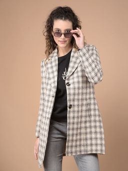 CRIMSOUNE CLUB - Women White Checked Longline Overcoat