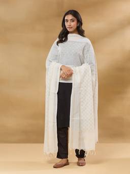Fabindia - Natural Cotton Blend Hand Block Printed Dupatta