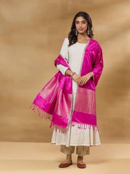 Fabindia - Pink Silk Blend Banarsi Dupatta