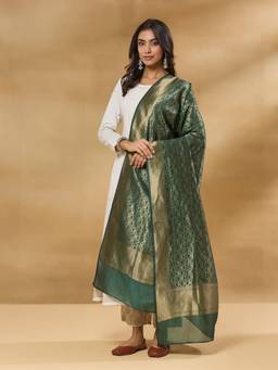 Fabindia - Green Cotton Silk Blend Dupatta