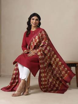 Fabindia - Multi-Color Silk Hand Block Printed Dupatta