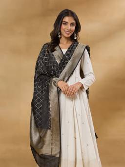 Fabindia - Black Viscose Silk Blend Dupatta