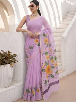 Doria Lifestyle - Lavender Floral Kota Saree