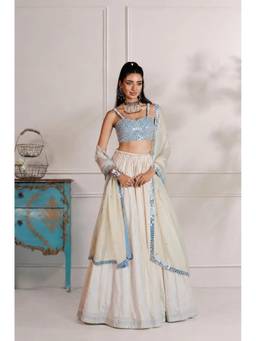 ASHNA VASWANI - Ivory Mirror Work Lehenga With Blouse And Dupatta