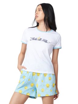 The Souled Store - Official Looney Tunes White All Folks Tweety T-Shirt with Shorts (Set of 2)