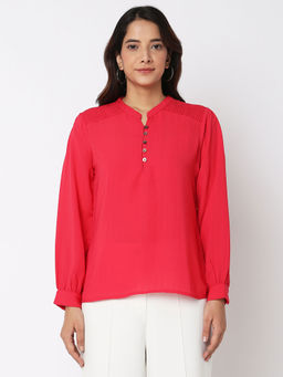 Not So Pink - Dark Pink Smocking Solid Top