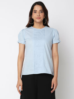 Not So Pink - Sky Blue Crew Neck Top