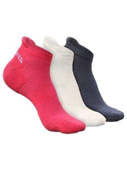 Heelium - Bamboo Ankle Socks for Women - 3 Pairs - Grey - White - Pink - Odour Free