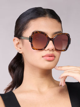 Pipa Bella by Nykaa Fashion - Brown Animal Print Butterfly Shaped Sunglasses