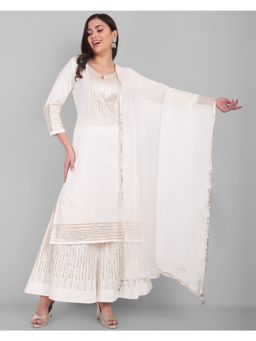 Mera Rang - White Dhanak Kurta and Sharara (Set of 3)