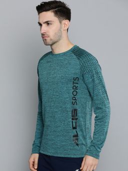 Alcis - Men Teal Black Typography Printed Training Or Gym T-shirt