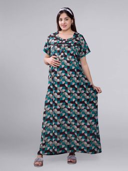 Mamma's Maternity - Brown Printed Maternity Nighty