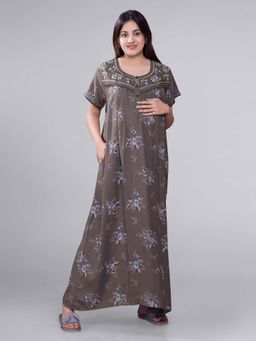 Mamma's Maternity - Grey Floral Maternity Nighty