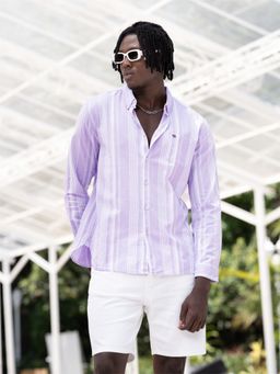 The Bear House - Men Striped Button-down Casual Shirt