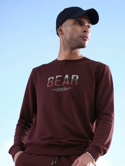 The Bear House - Ardor Edition Men Maroon Slim Fit Printed Sweatshirt