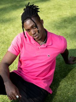 The Bear House - Men Pink Solid Slim Fit Polo Collar Pure Cotton T-shirt