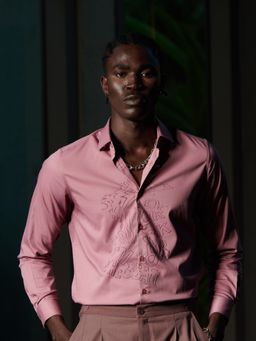 The Bear House - Ardor Editon Men Pink Printed Slim Fit Cotton Lycra Casual Shirt