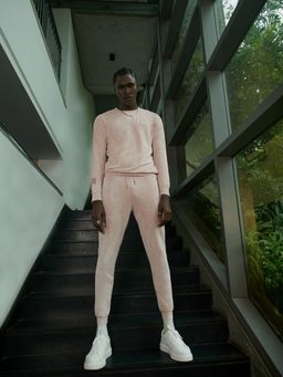 The Bear House - Ardor Edition Men Pink Acid Wash Slim Fit Cotton Casual Tracksuit (Set of 2)