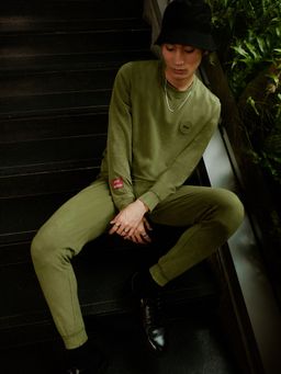 The Bear House - Ardor Edition Men Green Acid Wash Slim Fit Cotton Casual Tracksuit (Set of 2)
