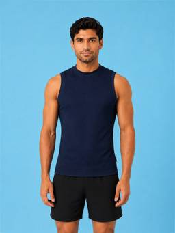 LYCOT - Navy Blue Men Quick-Dry Mesh Vest