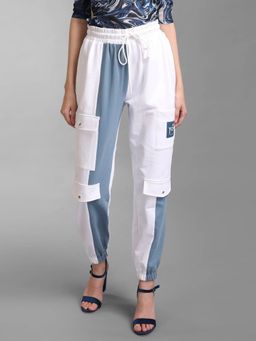 Kazo - White Colour Blocked Utility Joggers