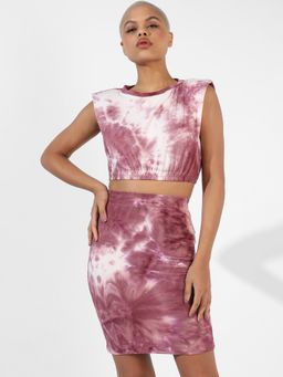 PINACOLADA - Women Wine Tie-Dye Regular Fit Co-Ords Set