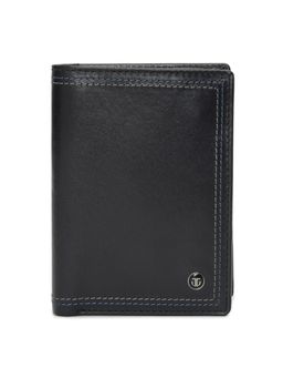 Titan - Solid Leather Bifold Wallet in Color Black