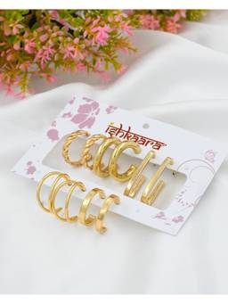 ISHKAARA - Gold Unique and Bossy Set Of 5 Hoops Earrings (Pack of 5)