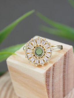 I Jewels - Gold Plated Clip On Non Piercing Pressing Type Stone Nose Pin