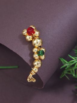 I Jewels - Traditional Maharashtrian Gold-Plated Pressing Nath Nose Pins Clip On