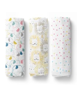 Haus & Kinder - Printed Crib Swaddling Baby Blanket for AC Room (Pack of 3) (0-12 Months)