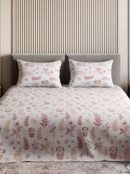Haus & Kinder - Signature 100% Ringspun Cotton Double Bedsheet, Whispering Meadows, Multi-color (Queen)
