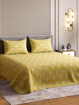 Haus & Kinder - Signature 100% Ringspun Cotton King Flat Bedsheet, Golden Dahlia, Yellow