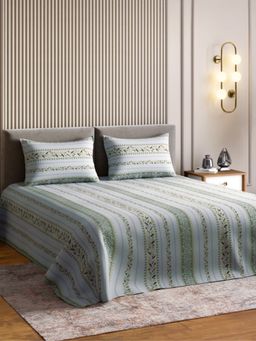 Haus & Kinder - Signature 100% Ringspun Cotton King Flat Bedsheet, Jasmine Garland