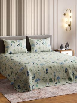 Haus & Kinder - Signature Combed 210 Tc King Flat Bedsheet, Timeless Tropics, Green