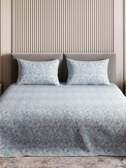 Haus & Kinder - Signature Feather-Touch Double Flat Bedsheet, Silver Wisteria, Multi-color (Queen)
