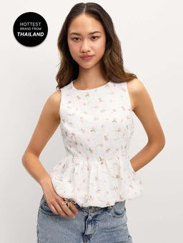 Pomelo - Floral Peplum Top - Pink