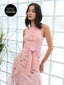 Pomelo - Tie Front Top - Pink