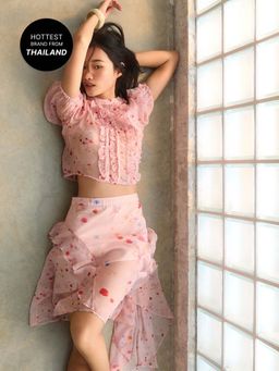 Pomelo - Asymmetrical Floral Skirt - Pink