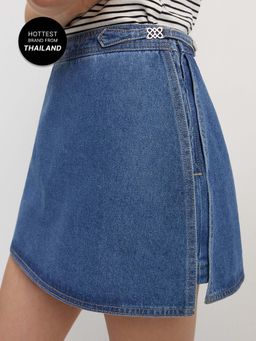 Pomelo - High Waist Denim Skort - Blue